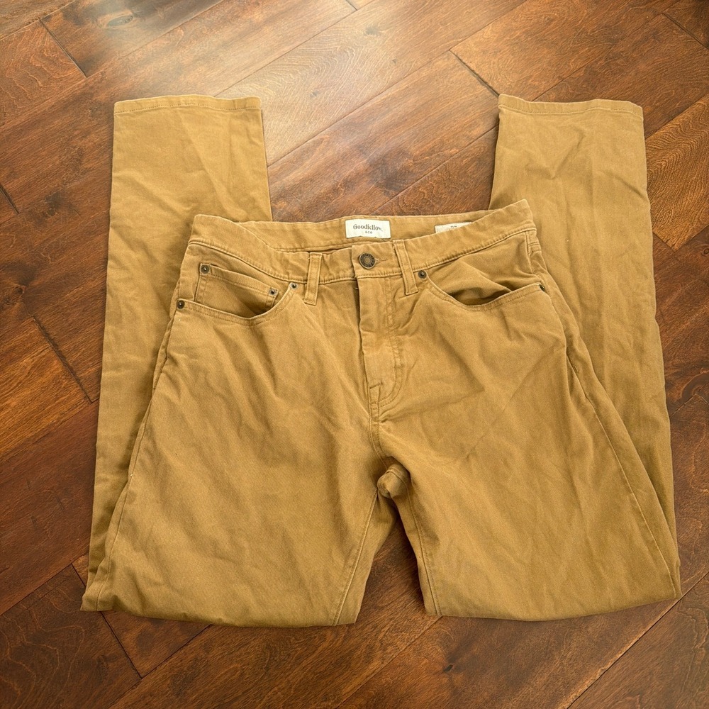 Goodfellow & Co Mens Slim Canvas Chinos Pants Tan Brown Size 30 x 32